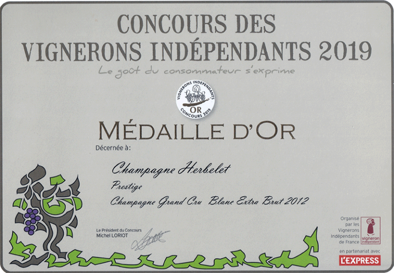 médaille d'or 2019 vignerons indépendants