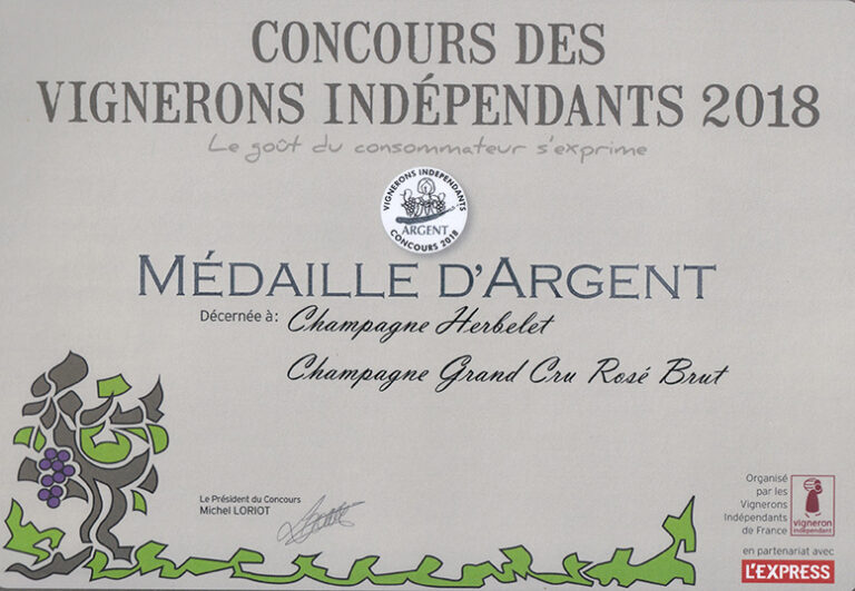 médaille d'argent 2018 vignerons indépendants